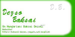 dezso baksai business card